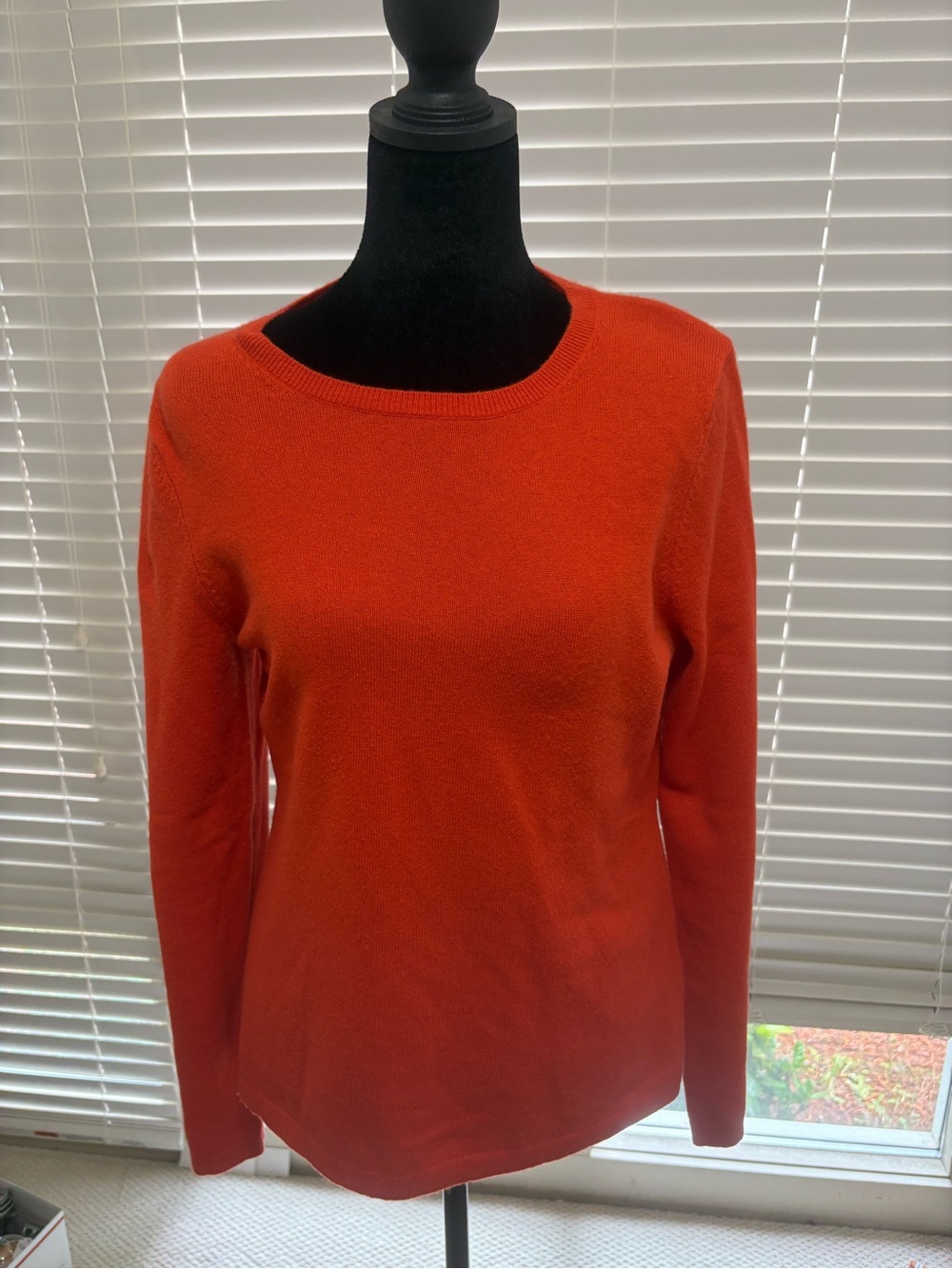 Lands' End Orange Cashmere Crewneck